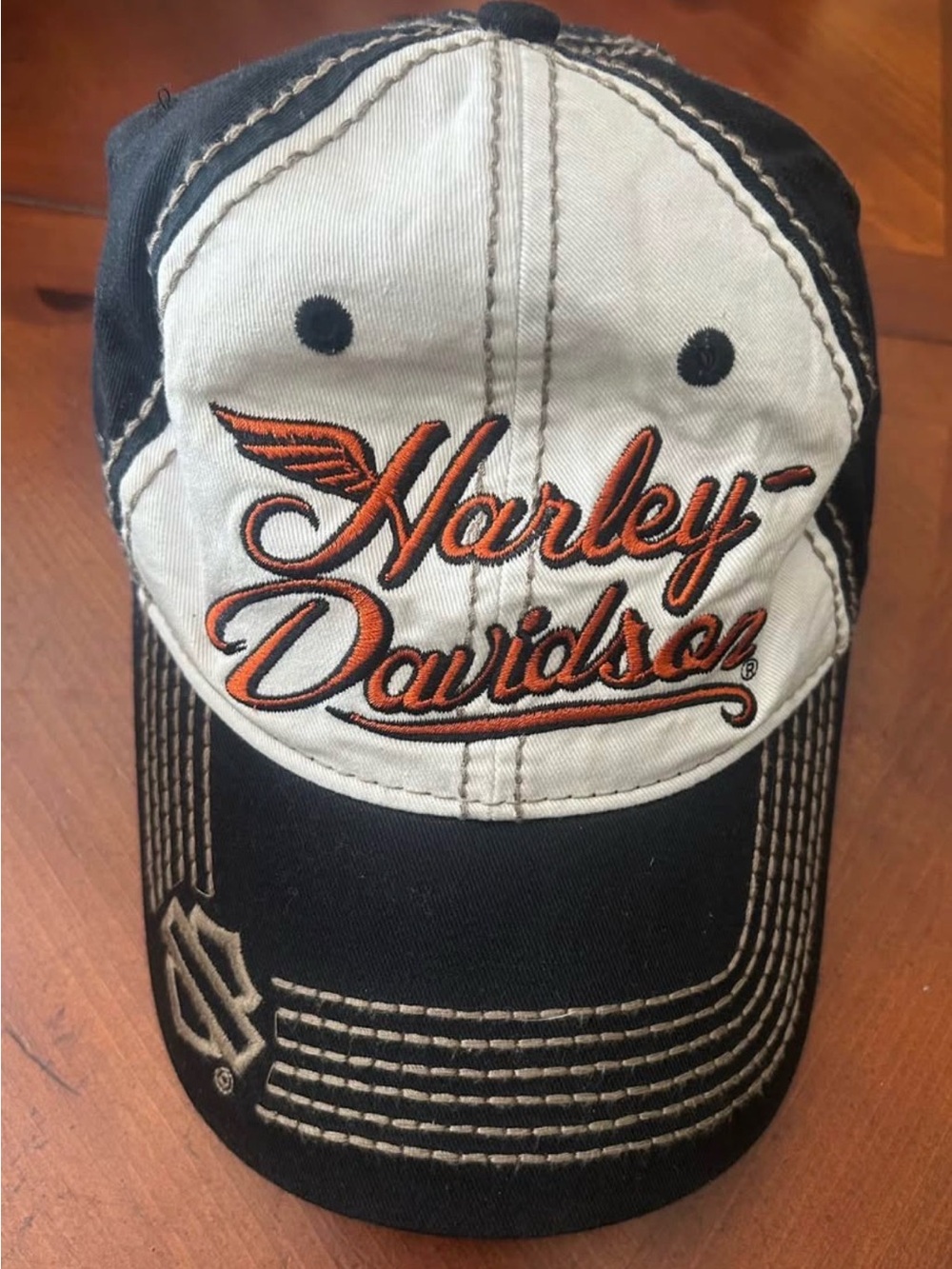 Harley-Davidson Black, White & Orange Script Logo Cap
